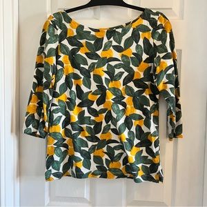 Loft boat neck lemon print top